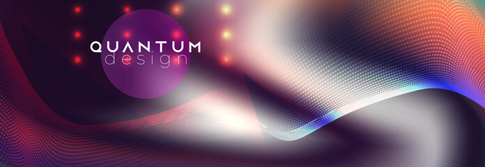 Neon spotlights on fluid abstract vector design