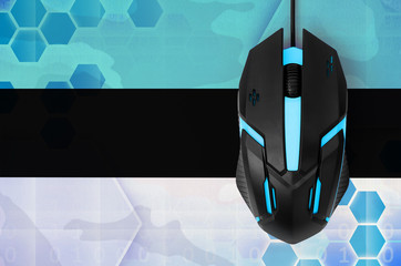 Estonia flag  and computer mouse. Concept of country representing e-sports team