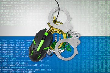 San Marino flag  and handcuffed computer mouse. Combating computer crime, hackers and piracy