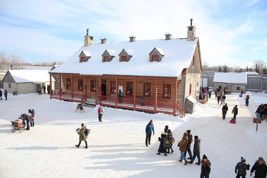 Winnipeg, Manitoba / Canada - February 17, 2019: A Sunny And Beautiful Day At Festival Du Voyageur