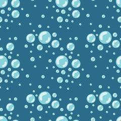 Seamless summer pattern of bubbles under water. Vector sea illustration for children, holiday, background, print, fabric, card, clothes, girl, boy, birthday. Hand-drawn marine image