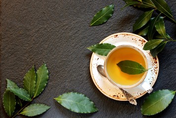 tea from bay leaf. useful hot drink is useful for colds, increases immunity,  has antiviral effect,...