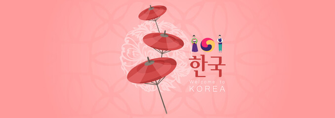 Vacation Travel to Korea, Seoul landmark and food, hangug mean korea, vector illustration. ​