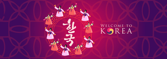 Vacation Travel to Korea, Seoul landmark and food, hangug mean korea, vector illustration. ​