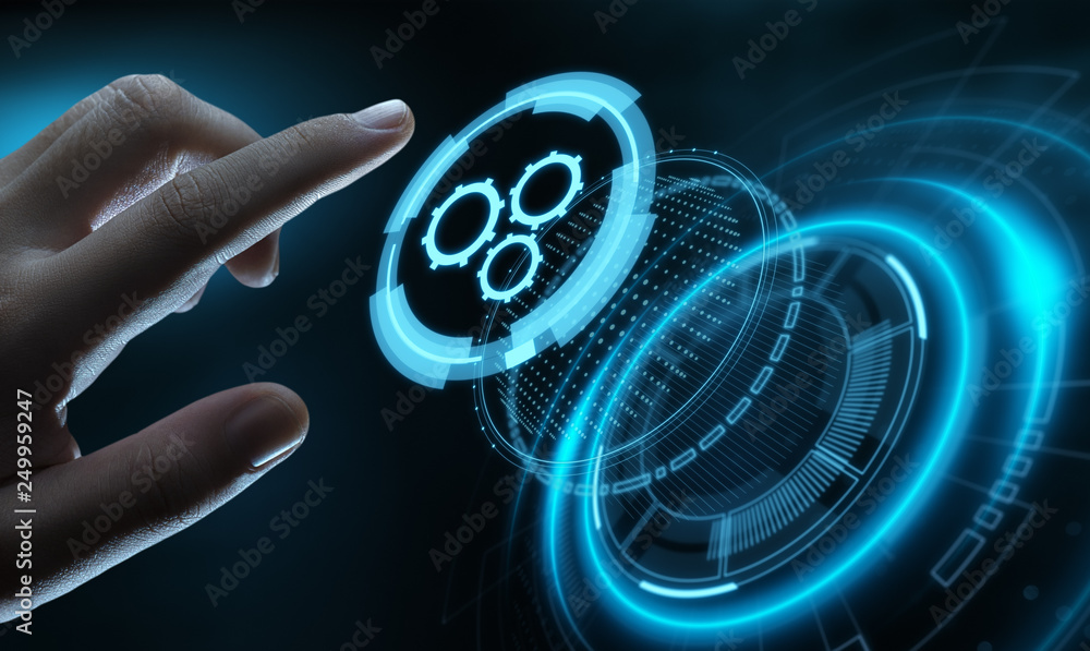 Poster automation software technology process system business concept