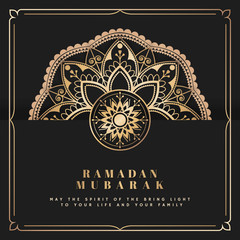 Black and gold Eid Mubarak postcard vector