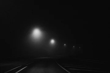 Papier Peint photo Lavable Autoroute dans la nuit Route courbe dans la nuit
