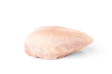 Raw chicken breast isolated on white background.