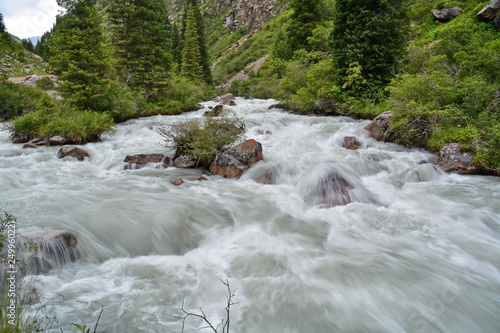 Rapid Mountain River In Canyon After Hard Rain With
