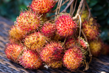 Close up image of rambutan, exotic fruit