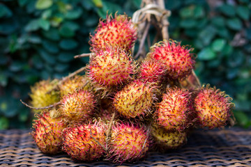 Close up image of rambutan, exotic fruit