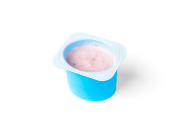 Yogurt with wild berries isolated on white background.
