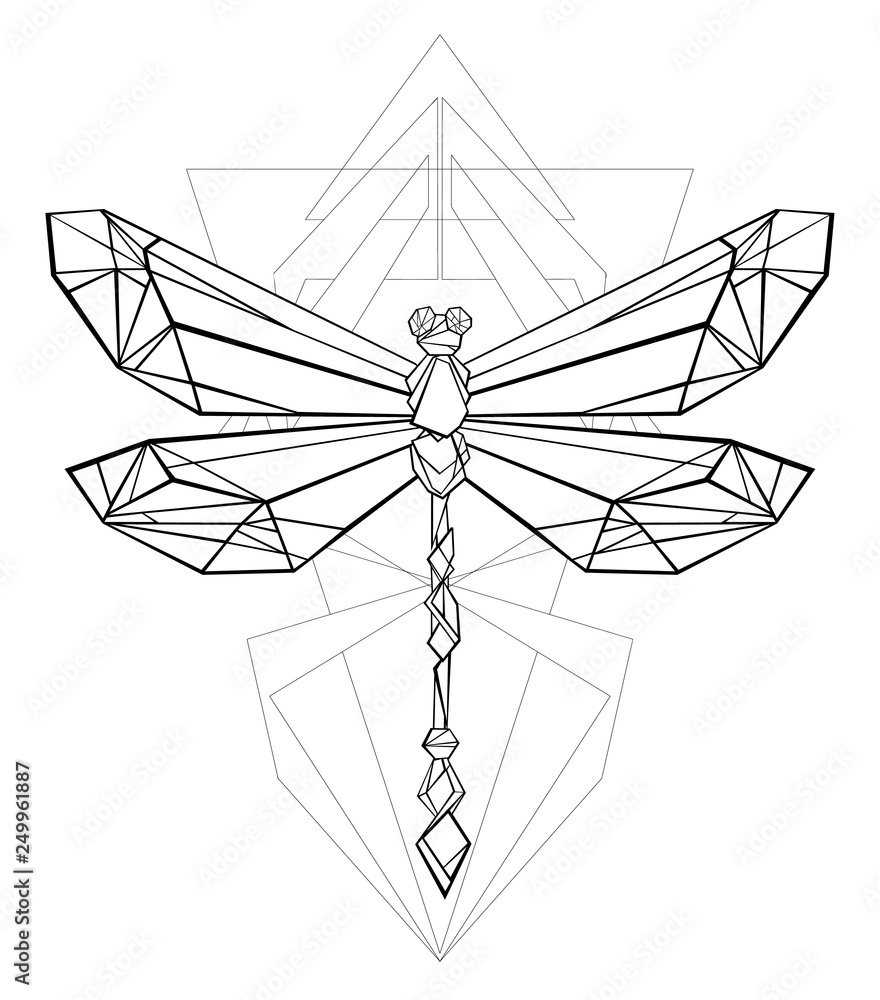 Wall mural Polygonal dragonfly