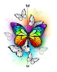 Composition with rainbow butterfly