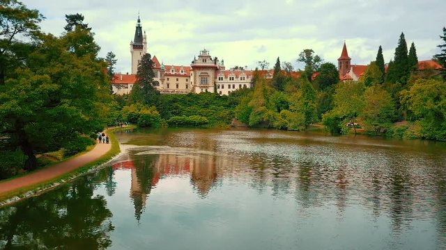 Aerial view of the Castle Pruhonice in Prague, Czech Republic