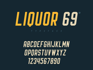 Vector latin uppercase alphabet letters and numbers. Retro font