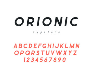 Latin uppercase alphabet letters and numbers. Vector illustration