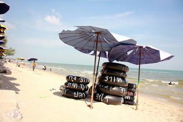 chairs and umbrella on the beach