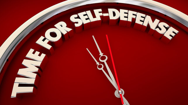 Time for Self-Defense Training Clock Words 3d Illustration
