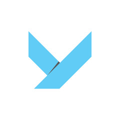 letter v y paper fold design logo vector
