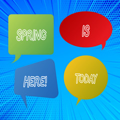 Writing note showing Spring Is Here. Business photo showcasing After winter season has arrived Enjoy nature flowers sun