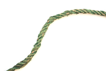 old rope on white background.