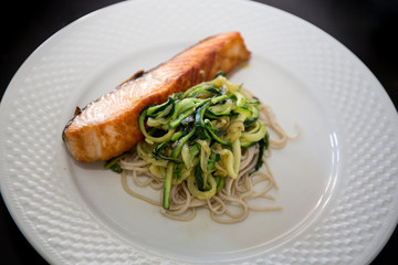 Salmon and Zucchini on the plate