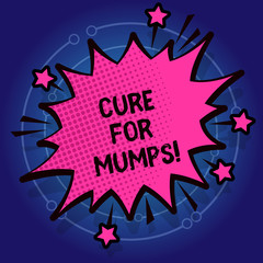 Writing note showing Cure For Mumps. Business photo showcasing Medical treatment for contagious infectious disease