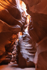 Landscape of Sandstone, light and shadows in Upper Antelope Canyon in Page, Arizona