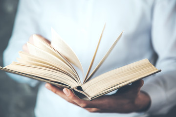 young business man hand book