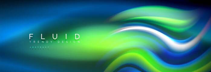 Fluid colors mixing glowing neon wave background, holographic texture