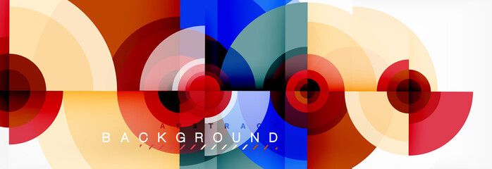 Fototapeta premium Minimal geometric circles and triangles abstract background, techno modern design, poster template