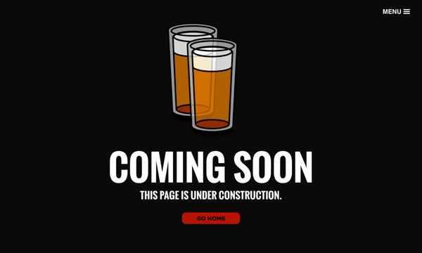 Coming Soon Page UX Interface Design with Beer Glass Illustration