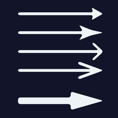 Set of white vector arrows icon. Vector illustration.