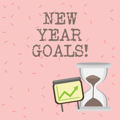 Text sign showing New Year Goals. Conceptual photo Resolutions for 365 days coming soon Motivation to change