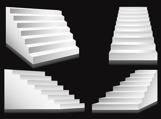 Stairs or staircases and podium ladders vector illustration.