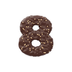 3D rendered number shaped cake with chocolate icing and nonparelis on top