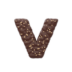 3D rendered letter shaped cake with chocolate icing and nonparelis on top