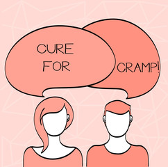 Conceptual hand writing showing Cure For Cramp. Business photo showcasing Medical treatment good care against some type of pains