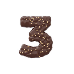 3D rendered number shaped cake with chocolate icing and nonparelis on top