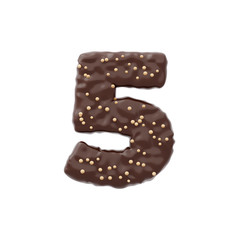 3D rendered number shaped cake with chocolate icing and nonparelis on top