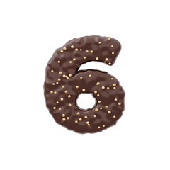 3D rendered number shaped cake with chocolate icing and nonparelis on top