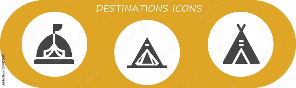 Wall mural destinations icon set