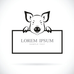 Vector of pig head with frame space for your text.  Farm Animal. Easy editable layered vector illustration.