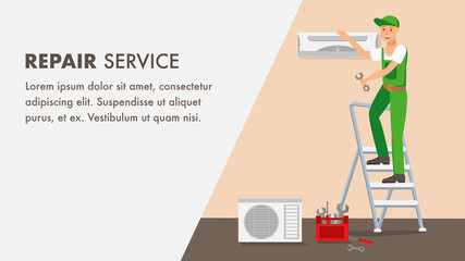 Repair Service Website Banner Vector Template