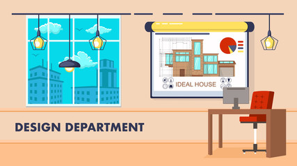 Design Department Interior Vector Illustration