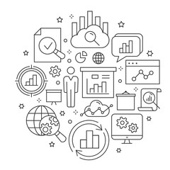 Data analysis outline icons set for interface, print.