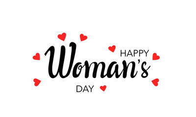 Happy Women's Day lettering typography poster with heart. International woman`s day invitation design