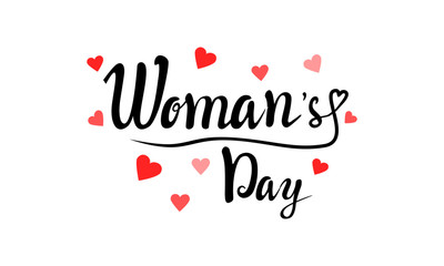 Happy Women's Day lettering typography poster with heart. International woman`s day invitation design