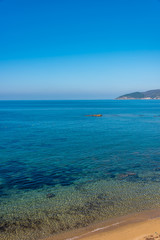 Blue Mediterranean Sea on the Southern Italian Coast on a Sunny Day